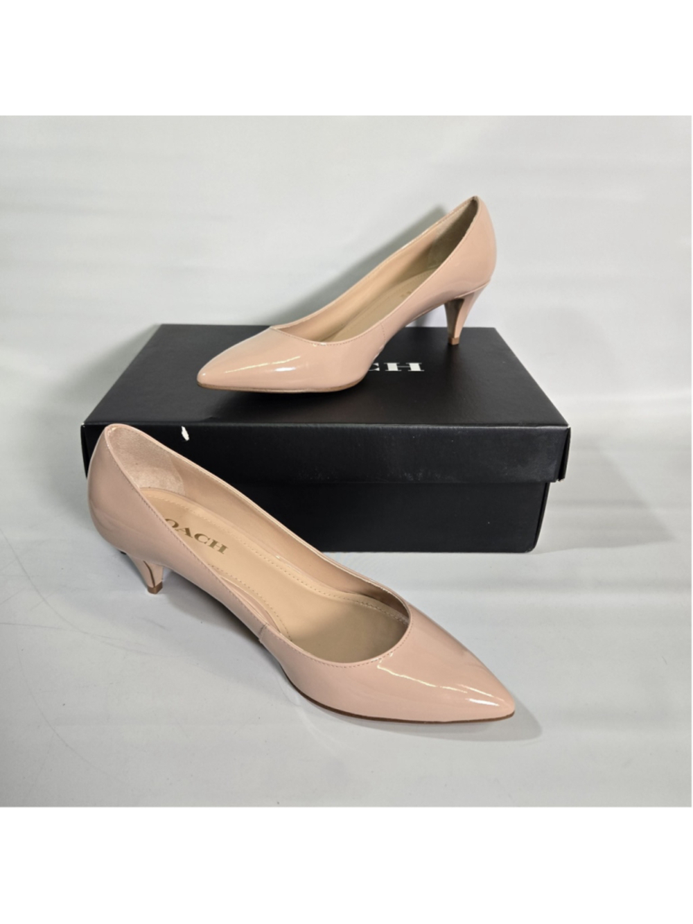 Coach Sloane Pointed Pump Blush Pink Patent Leather Heels 9 NIB Wedding Event